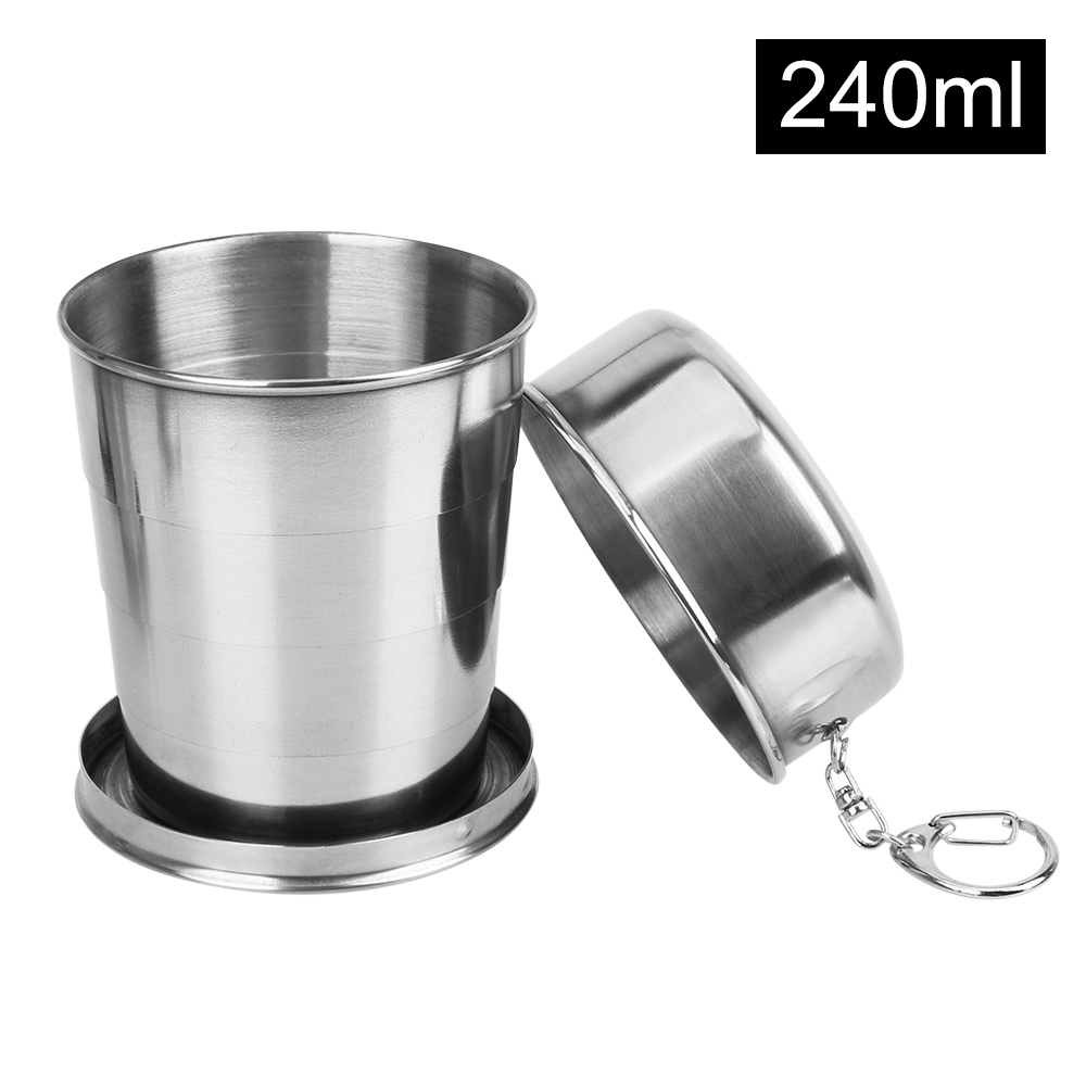 Gobelet Pliant Télescopique Rétractable en Acier Inoxydable, Portable pour Voyage en Plein Air, Standard, 75 ml, 140 ml, 240ml