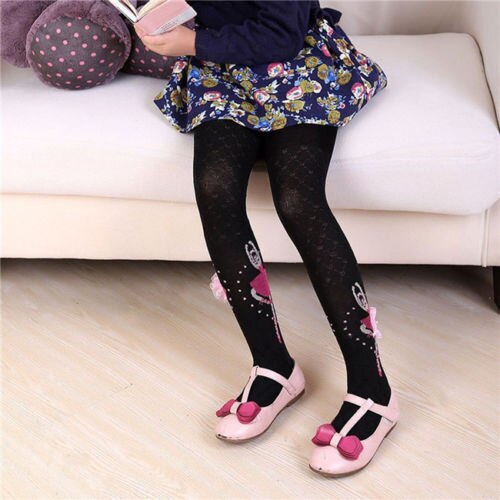 Cute Lace Cartoon Print Girls Tights