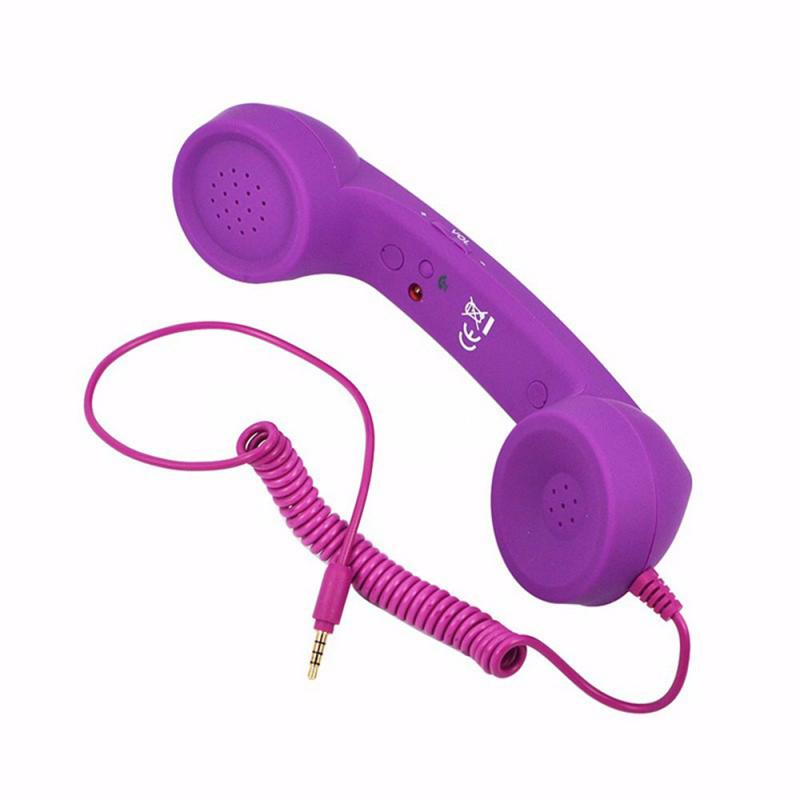 Retro Headset 3.5Mm Pop Telefoon Handset Comfort Telefoon Handset Mini Mic Speaker Telefoontje Ontvanger Voor Iphone Voor Samsung: Purple