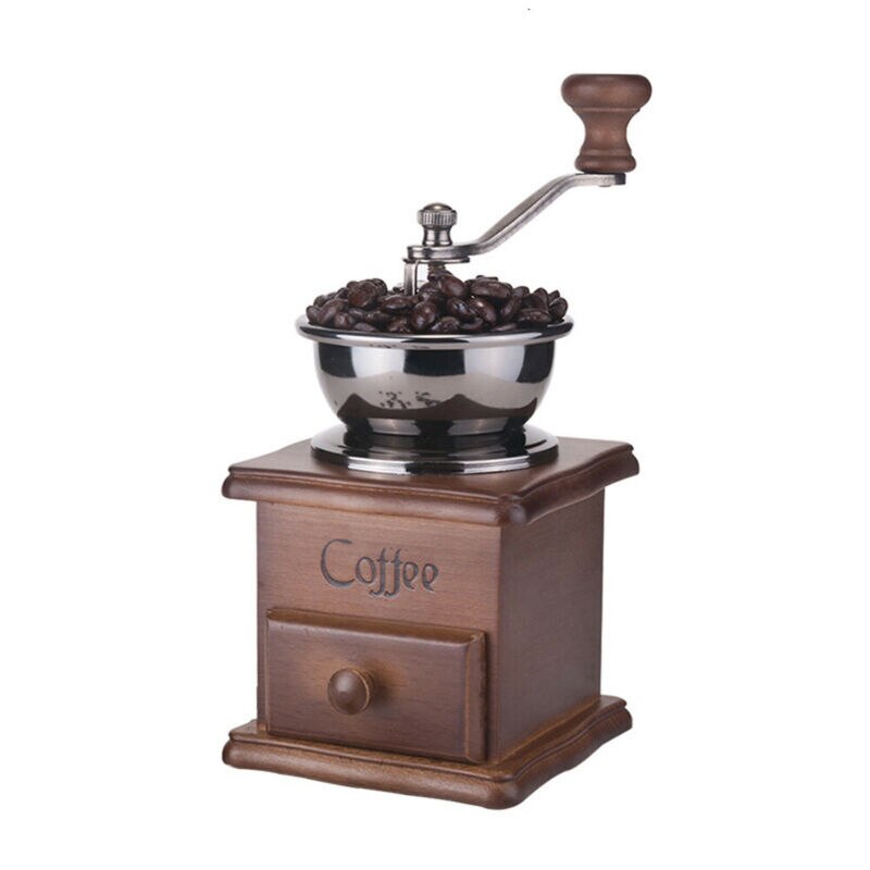 Handmatige koffiebonenmaler instelbare grofheid houten handmolen compact