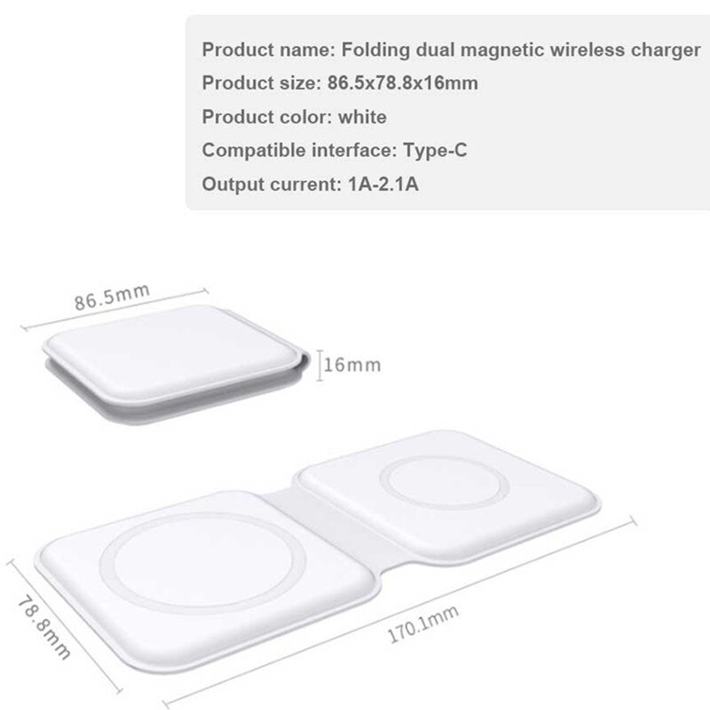 2in1 Magsafe Folding Dual Magnetic Wireless Charger 15w for iphone12 for Airpod