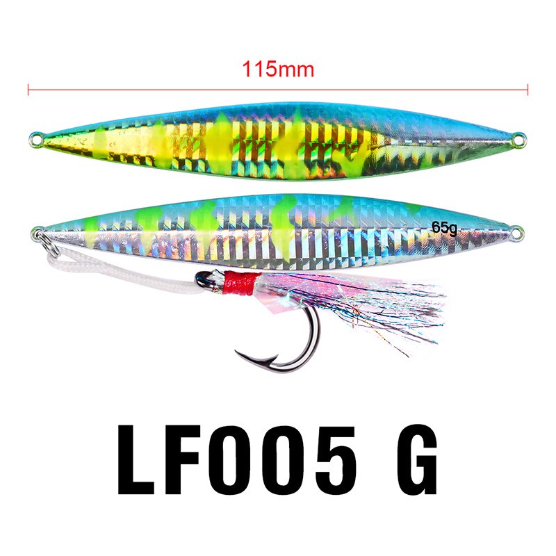 Leurre de pêche au gabarit 1 pièce leurres de poisson au plomb holographique à pas lent poids 65g-2.3oz matériel de pêche 11.5cm crochets appâts de bateau: Color G / Within one Hook