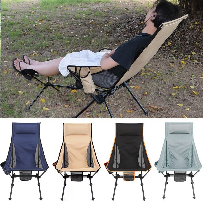 Ultralight Outdoor Folding Camping Chair 150KG Load Aluminiu Alloy Moon Chair For Fishing Picnic BBQ Beach Garden Yard Chair