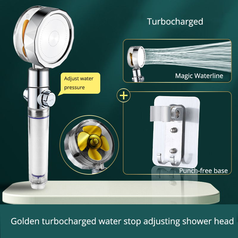 High Pressure Spray Nozzle 360 Degrees Rotating Rainfall Water Saving With Small Fan Hand-held Shower Head Bathroom Accessories