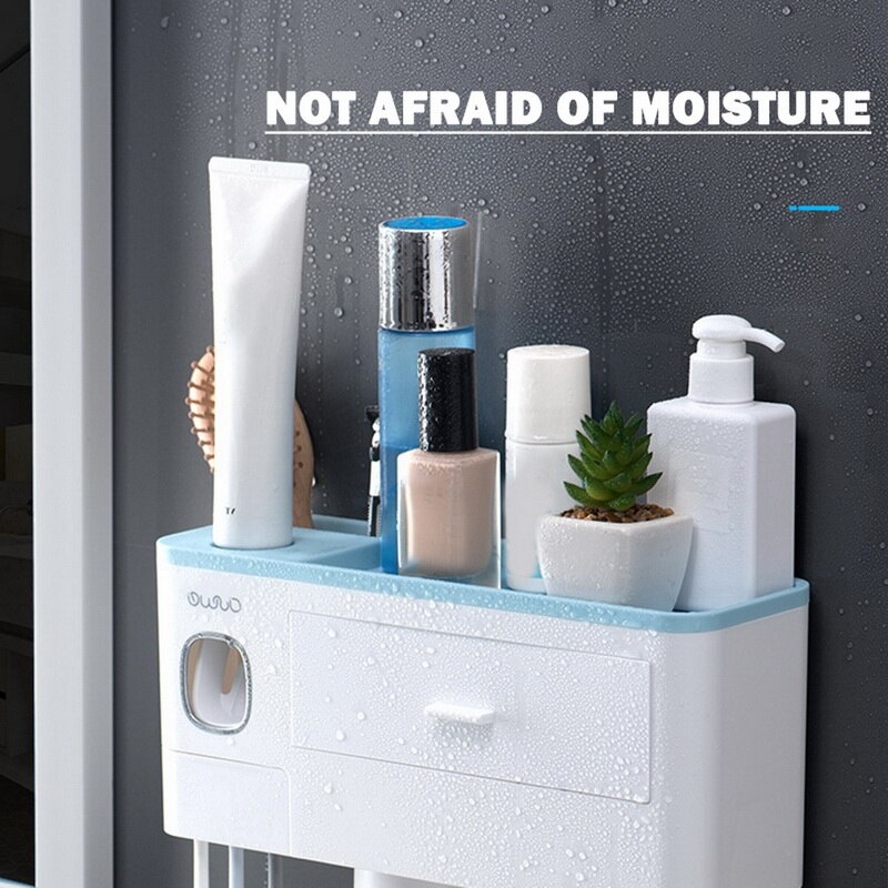 Magnetic Adsorption Inverted Toothbrush Holder Automatic Toothpaste Squeezer Dispenser Storage Rack Bathroom Accessories