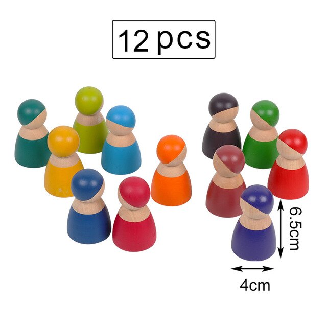 Kinderen Speelgoed Grote Rainbow Stacker Houten Speelgoed Voor Baby Regenboog Bouwstenen Montessori Educatief Speelgoed Kinderen: 12-Little man