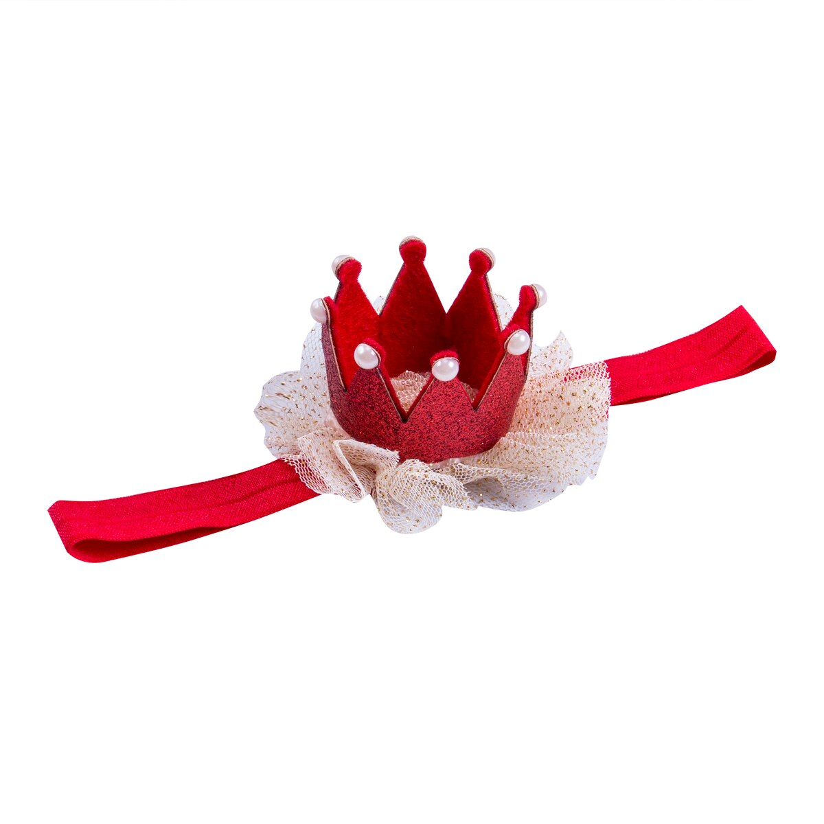 Kerst Hoofdbanden Baby Meisjes Zoete Bloem Haarband Zachte Hoofdband Tiara Haaraccessoires Grenadine Crown Baby Haarband: Rood
