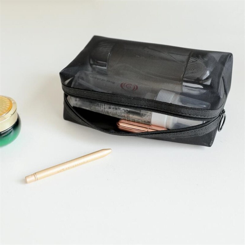 1PC Schwarz Frauen Männer Notwendige Kosmetik Tasche transparent Reise Veranstalter Kleine Große Schwarz Kulturbeutel machen-hoch Tasche