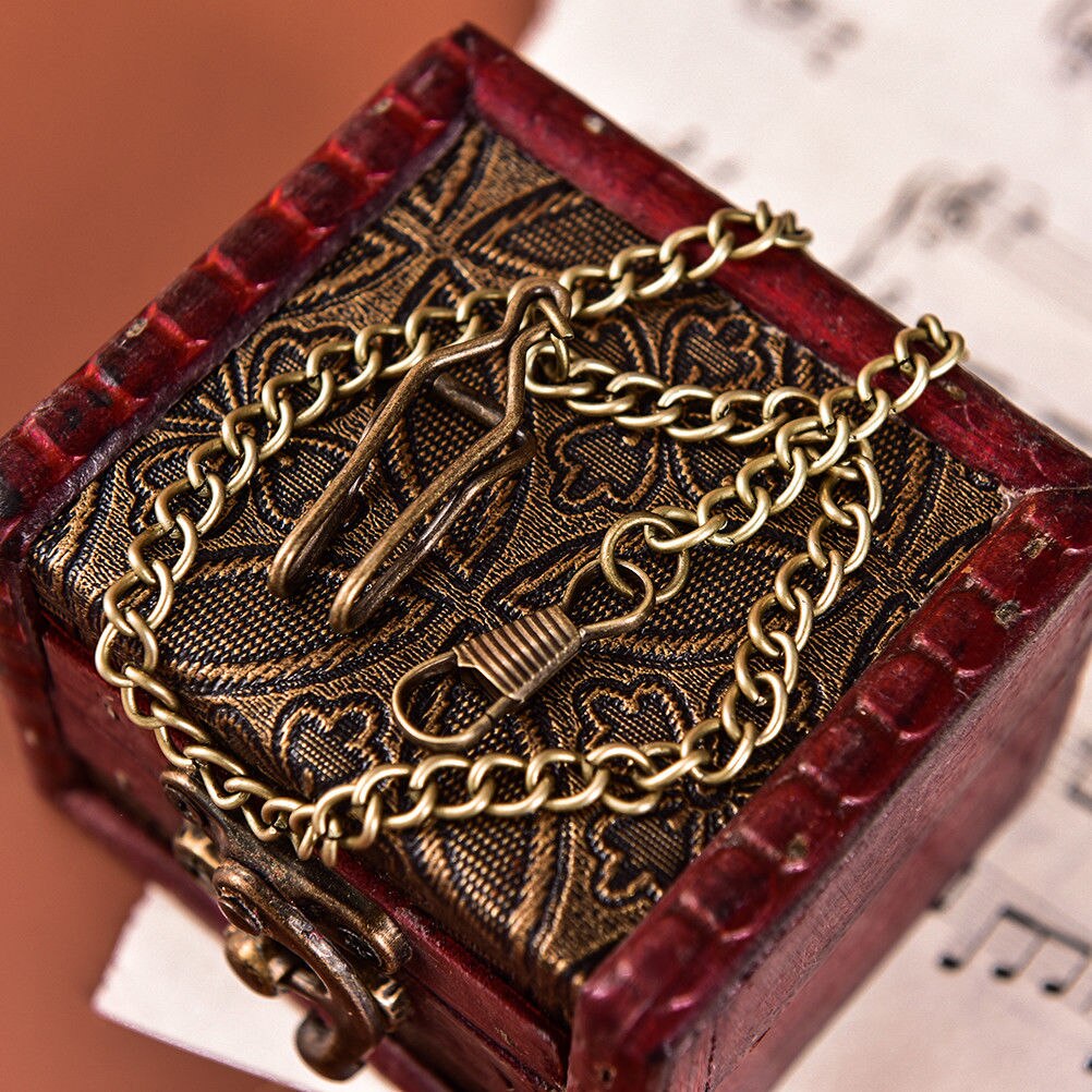 Vintage bronzelegering lommeurskæder kæde til antikt kvarts lommeur