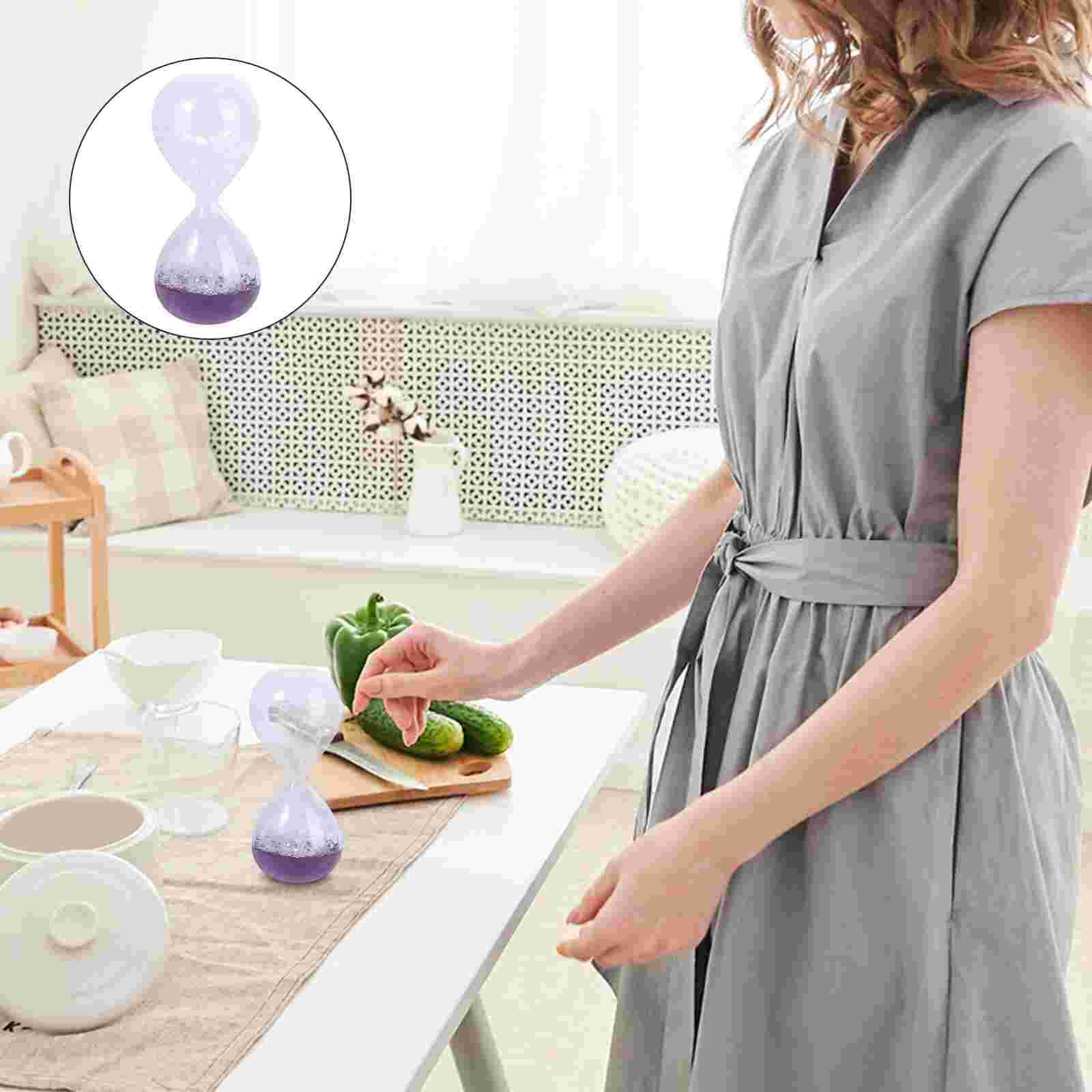 Decorative Hourglass Glass Sand Clock Timer Adornment Home Timing Tool: Purple