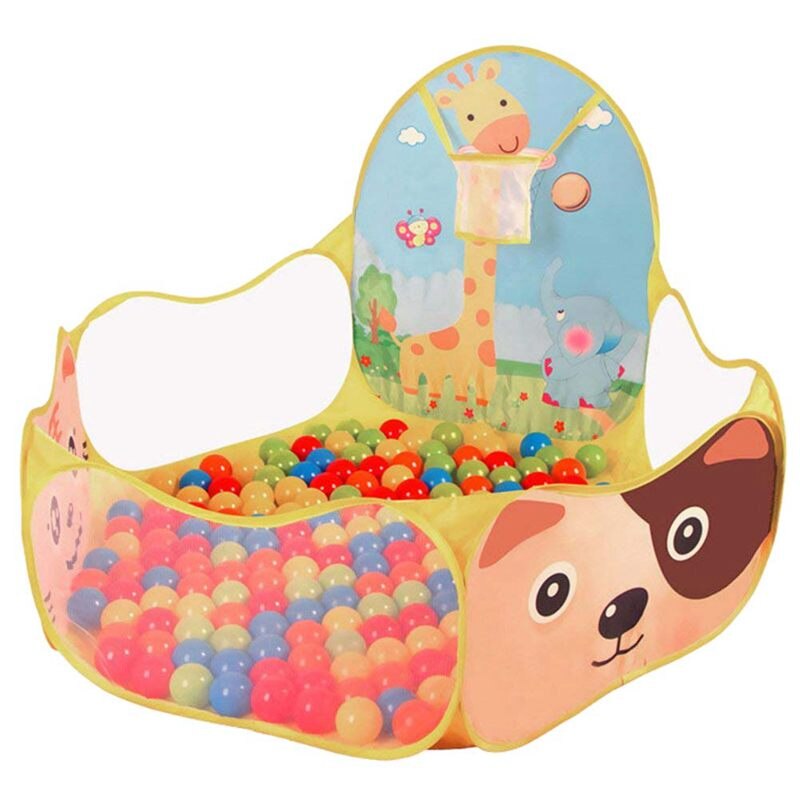 Baby Ball Pool Baby Play Tent Portable Baby Ball Ocean Pool and Basketball Hoop Animal Theme