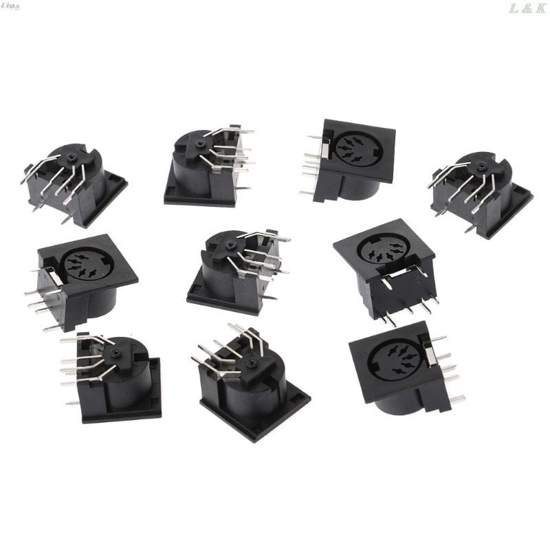 10 unids/set de montaje en Panel PCB, conector hembra DIN5 DIN, Conector de 5 pines, DS-5-01 MIDI