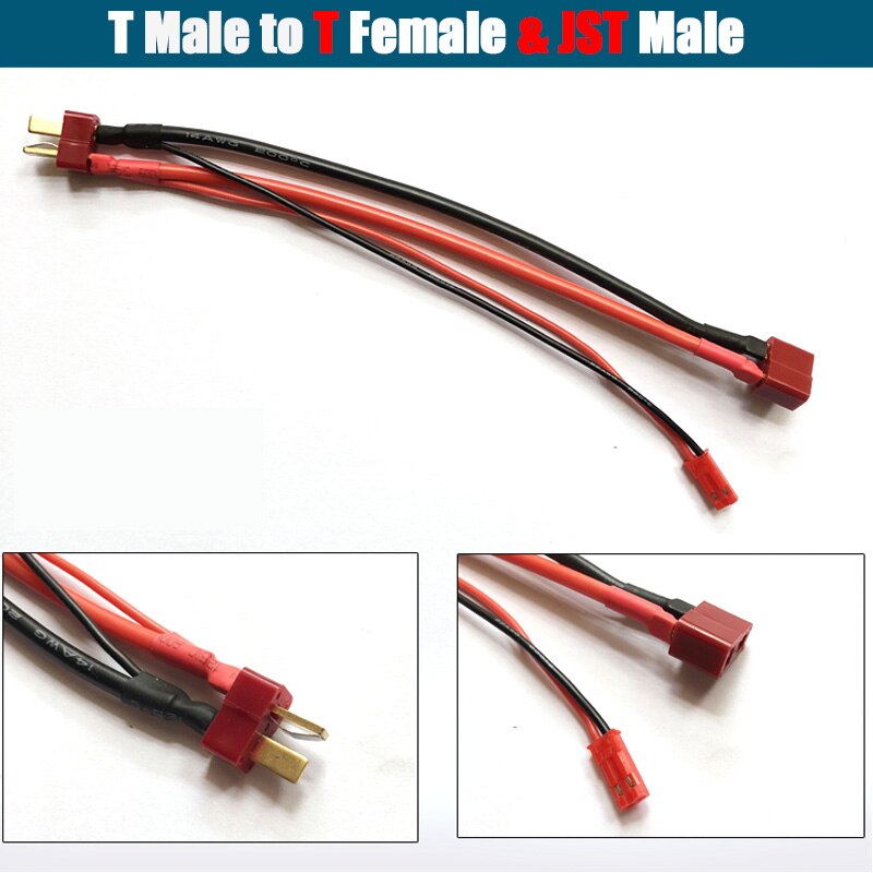 1PCS XT60 Parallel Battery Connector Cable Dual Extension Y Splitter Silicone Wire: T M to T JST