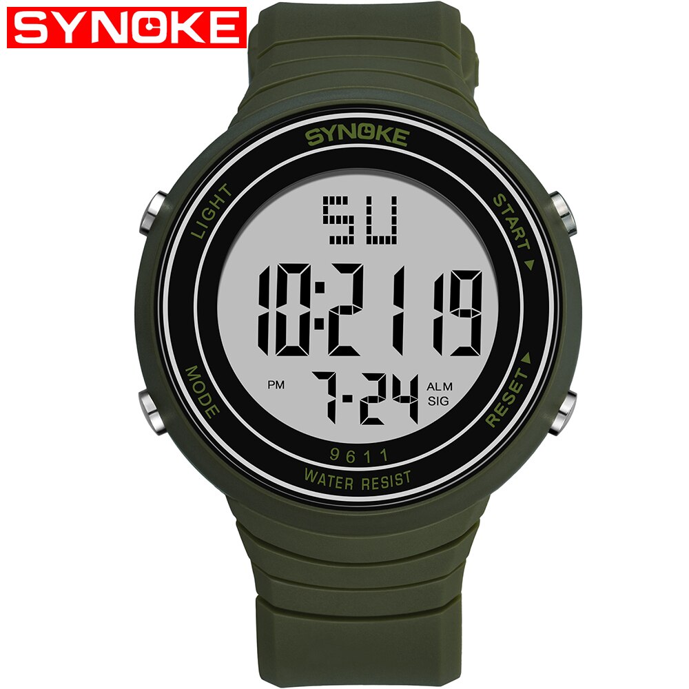 Miesten kellot digitaaliset led urheilukellot mieskello luksuselämä vedenpitävä miesten kello relogio masculino reloj digital hombre: Vihreä