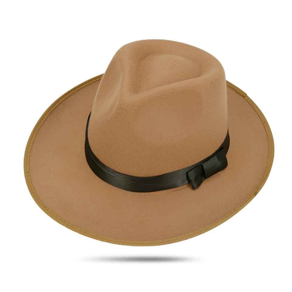 Solid Vilt Fedora Hoed Voor Mannen Brede Rand Dames Trilby Chapeu Vilten Hoed Vrouwen Mannen Jazz Hoed Kerk Godfather sombrero Caps: C0201-4