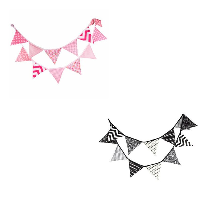 in Bianco e nero di Stoffa Bandiera Bambini Giocano Tenda Della Decorazione Dei Bambini Del Ragazzo Del bambino Scuola Materna Della Parete Della Decorazione Appesa Puntelli Pendenti con Gemme E Perle Ornamenti Partito