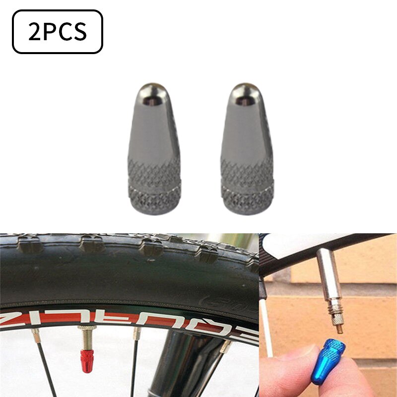 2PCS Tappo Della Valvola Della Bicicletta di Alluminio Della Bicicletta Presta Valvola Tappo di Alta Pressione Spikes Pneumatico Della Valvola Della Polvere Della Copertura MTB Della Bicicletta Della Bici accessori: Titanium grey A