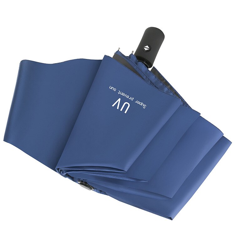 Automatiskt hopfällbart paraply miniparaply vindtätt anti-uv-skydd 3 hopfällbart paraply bärbart resregn paraply: Med knappar marinblå