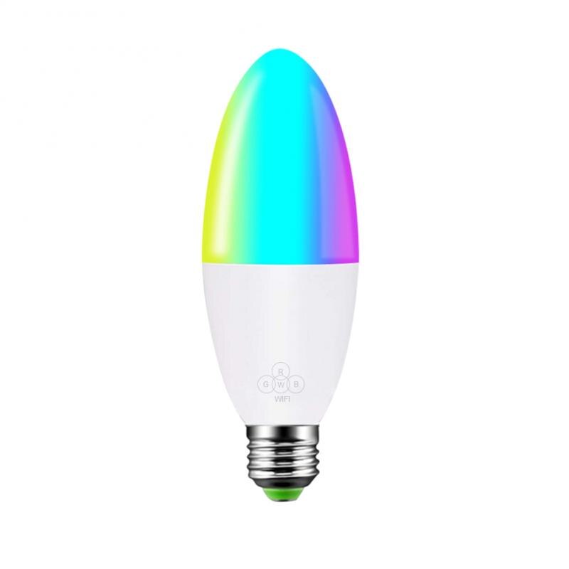 Bombilla inteligente con WiFi y Control remoto para Alexa y Google Home, bombilla LED RGB para Vela, 6W, E14/E10/E27/B22: E26