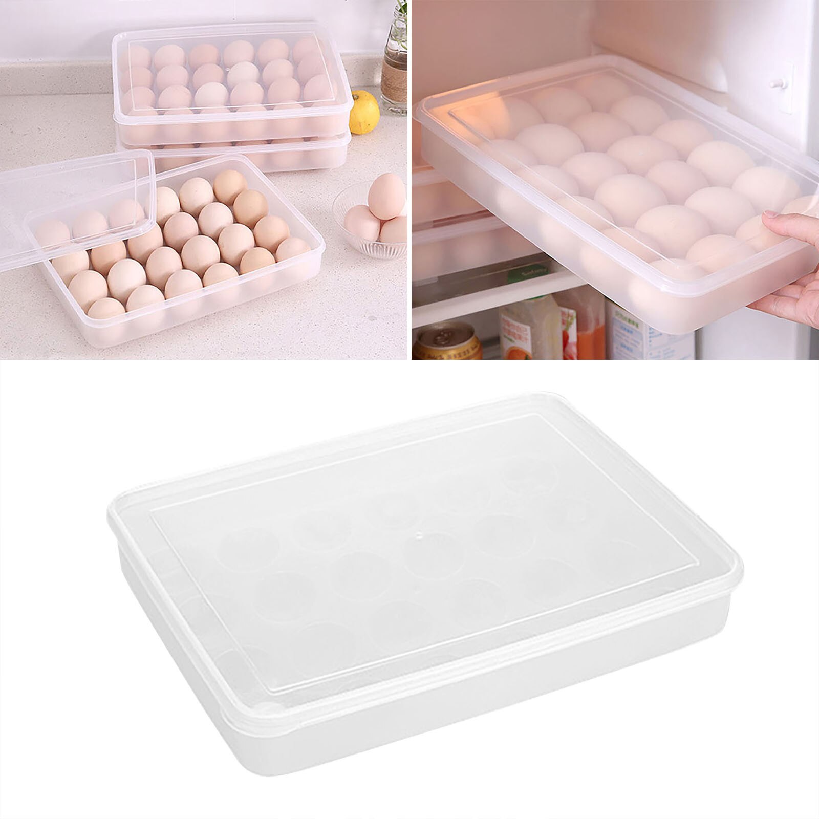 1pc 34 Compartments Transparent Egg Storage Box Portable Wild Picnic Egg Organizer Kitchen Refrigerator Fresh Storage Supplies: B