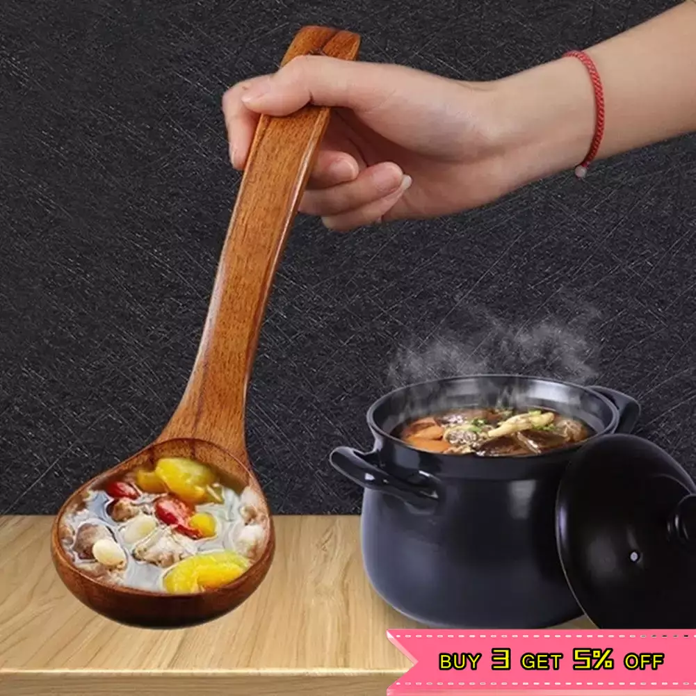 1pc Holz suppen löffel langer Griff Nachtisch Reiss uppe Löffel Teelöffel Kochlöffel Küchen zubehör Holz löffel Küchen helfer
