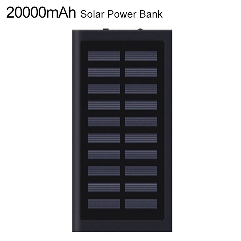 20000Mah Draagbare Externe Batterij Zonne-energie Bank 2.1A Snelle Telefoon Oplader Dubbele Usb Uitgang Poverbank Voor Xiaomi Huawei Iphone