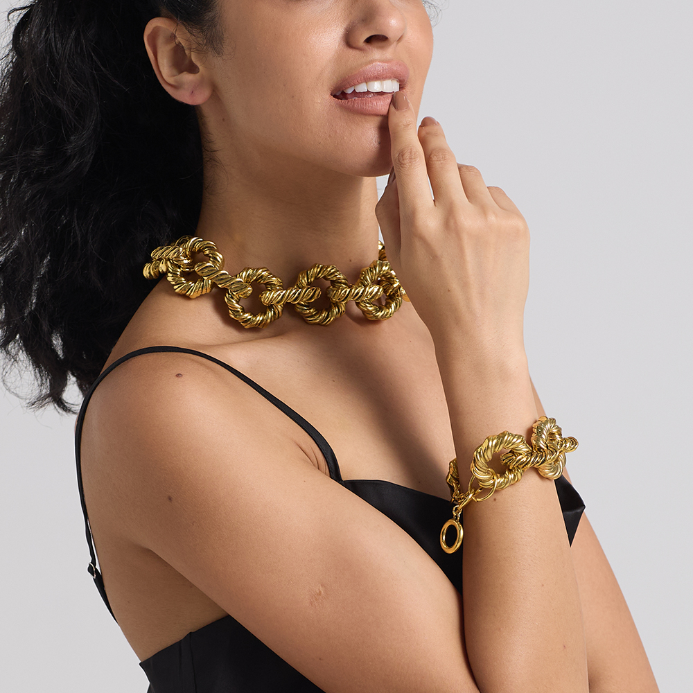 Pulsera de aros de Metal dorado para mujer, brazalete delicado de , accesorios de joyería, ,