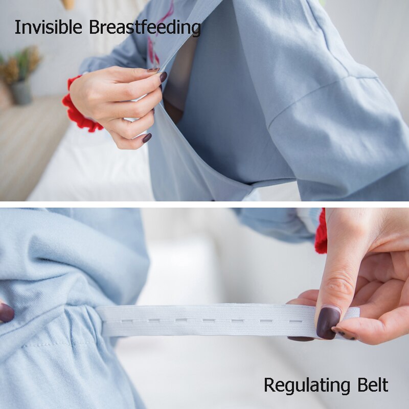 Barselspleje pyjamas forår efterår bomuld amning nattøj efter fødslen fodring tøj graviditet nattøj sæt