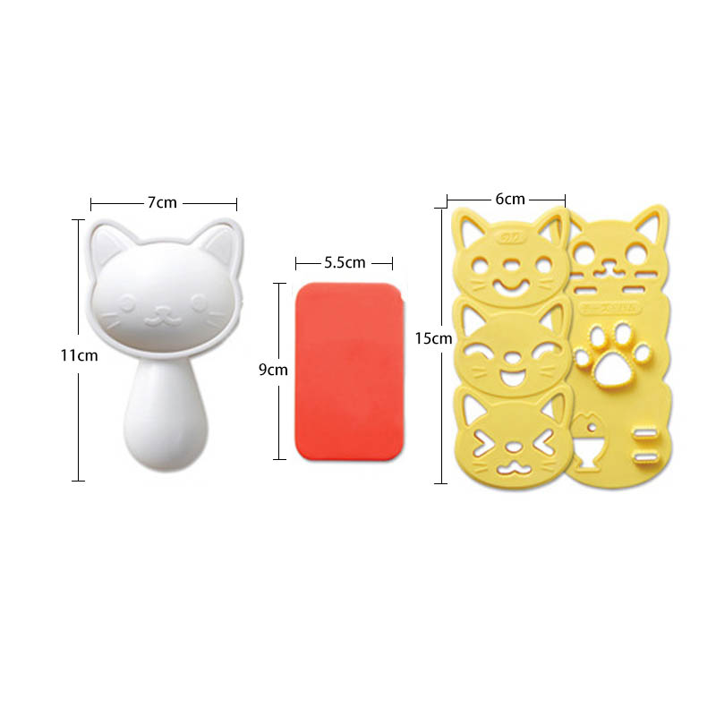 1 Set Portable Kitchen Gadgets Sushi Nori Rice Mold Cooking Tools Cute Smile Cat Cutter Japanese Style Bento Maker: Default Title