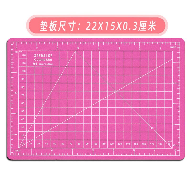 Färg  a5 skärplatta skala skärbräda pvc pappersdyna modell kontorsstämpel mätning anti-skärdyna gummi skulpturplatta: Rosa