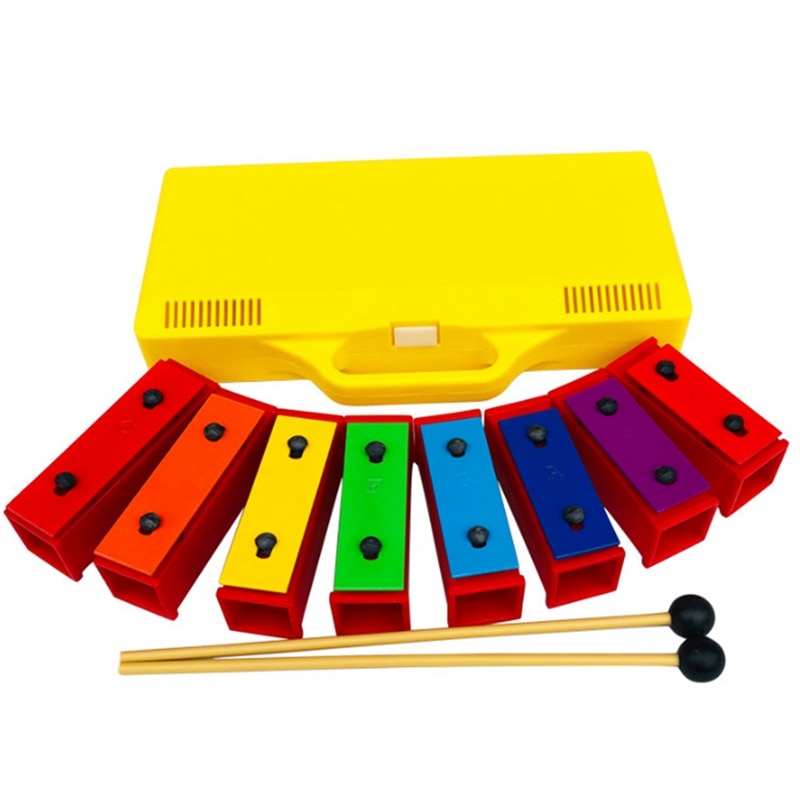 8 Notes Chromatische Xylofoon Glockenspiel Resonator Bells Met Geel Case