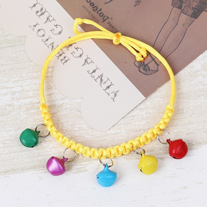 Cat collar bell cat sound ring hand-woven collar multiple bells position cat position bell cat collar: Yellow