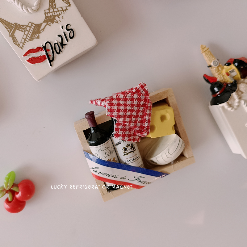 Resin Cute Cartoon Food Fridge Magnetic Sticker French Fries Ice Cream Egg Tart Refrigerator Magnet Photo Wall Paste Home Decora