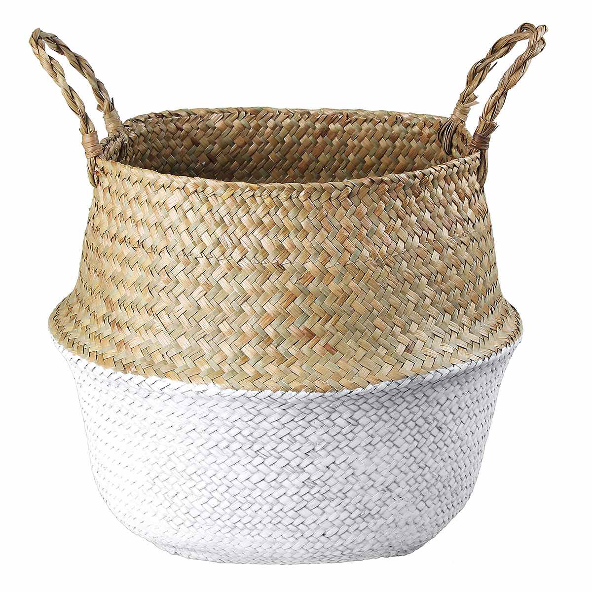 Opbergmanden Zeegras Manden Rieten Opknoping Bloempot Manden Bloem Thuis Pot Panier Osier Mand Voor Speelgoed Vuile Wasmand: WHITE