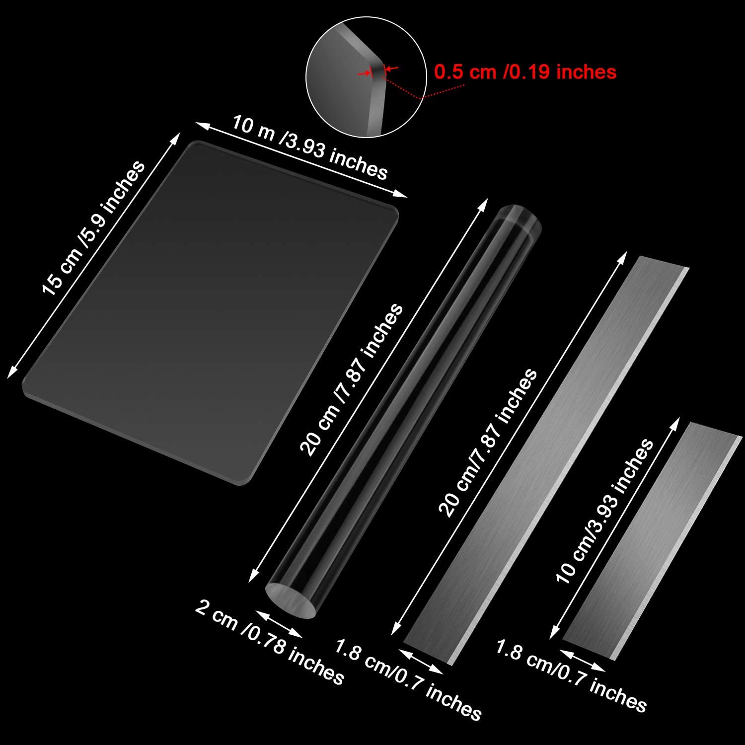 Polymer Clay Tool Flexible Carbon Steel Cutter Blade Acrylic Roller Sheet Backing Board for DIY Shaping Modelling Sculpting Tool