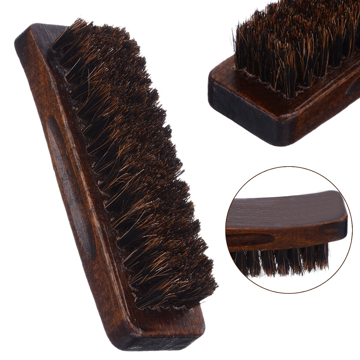 1pc Practical Wooden Handle Horse Hair Brush Boots Shoes Shine Polish Buffing Cleaner Brush Home Cleaning Tools