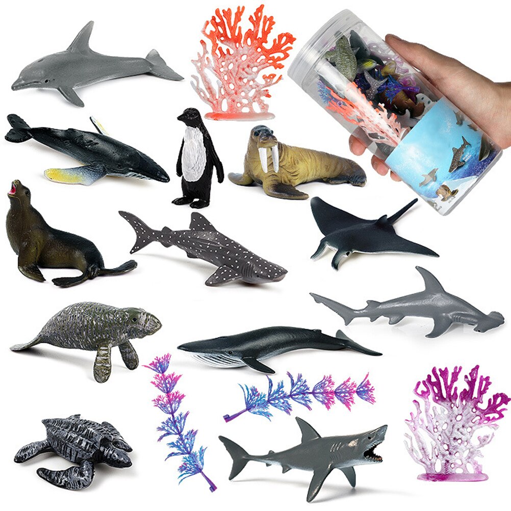 Sea Animal Toy Set for Kids 16 pcs Animal Sea Figures Ocean Toy Set for Sea Lovers Educational Toys for Children