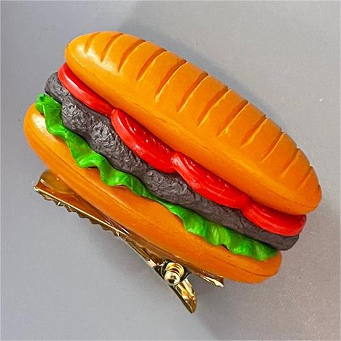 1 pçs bonito engraçado simulação comida hambúrguer clipe dos desenhos animados para crianças batatas fritas bolo grampo de cabelo menina presente aniversário festa decoração: Rosa