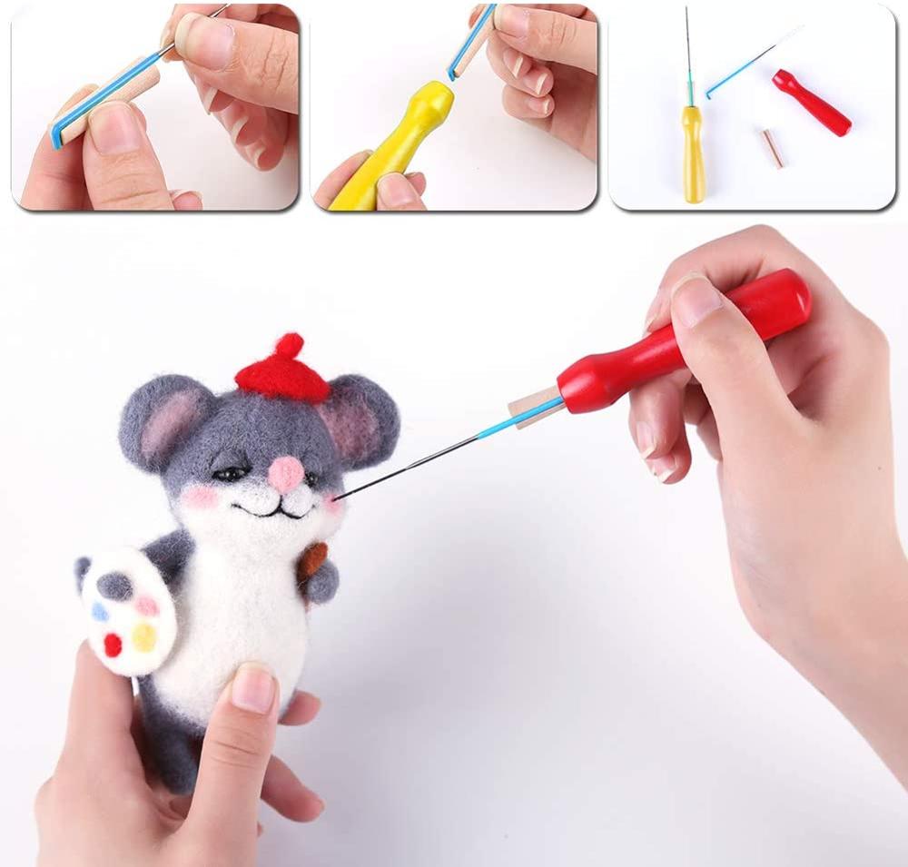 Lmdz Naaldvilten Kit, Wol Vilten Kit Voor Beginners-Kleurrijke Vilten Zwervende Wol Met Instructie, viltnaalden, Schaar