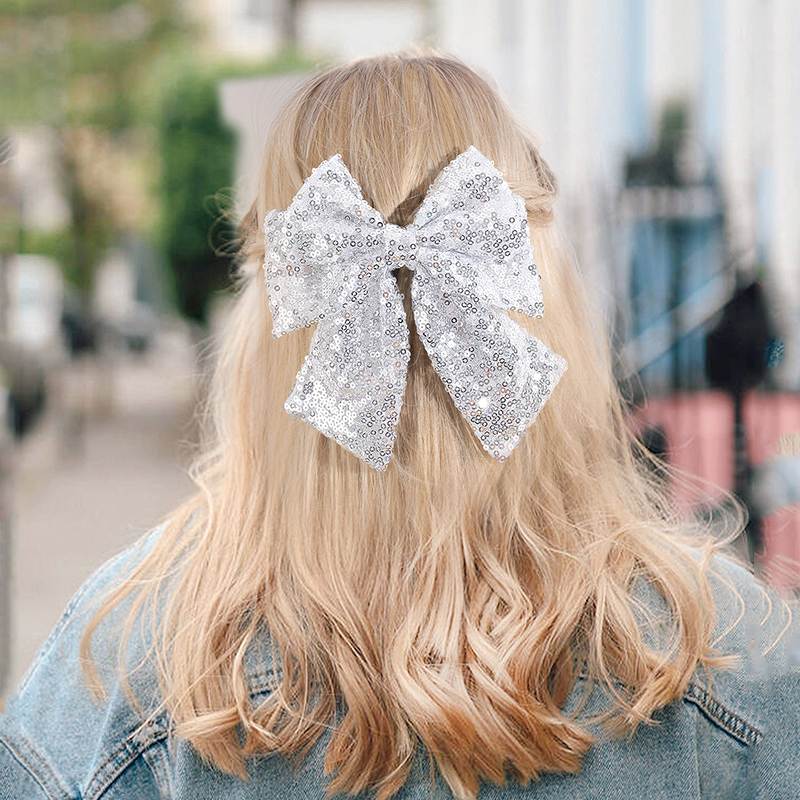 Pinzas para el pelo con lazos de lentejuelas para mujer, pasadores para el pelo con lazo grande, pasadores para el pelo, horquillas para el pelo para mujer, accesorios para el cabello