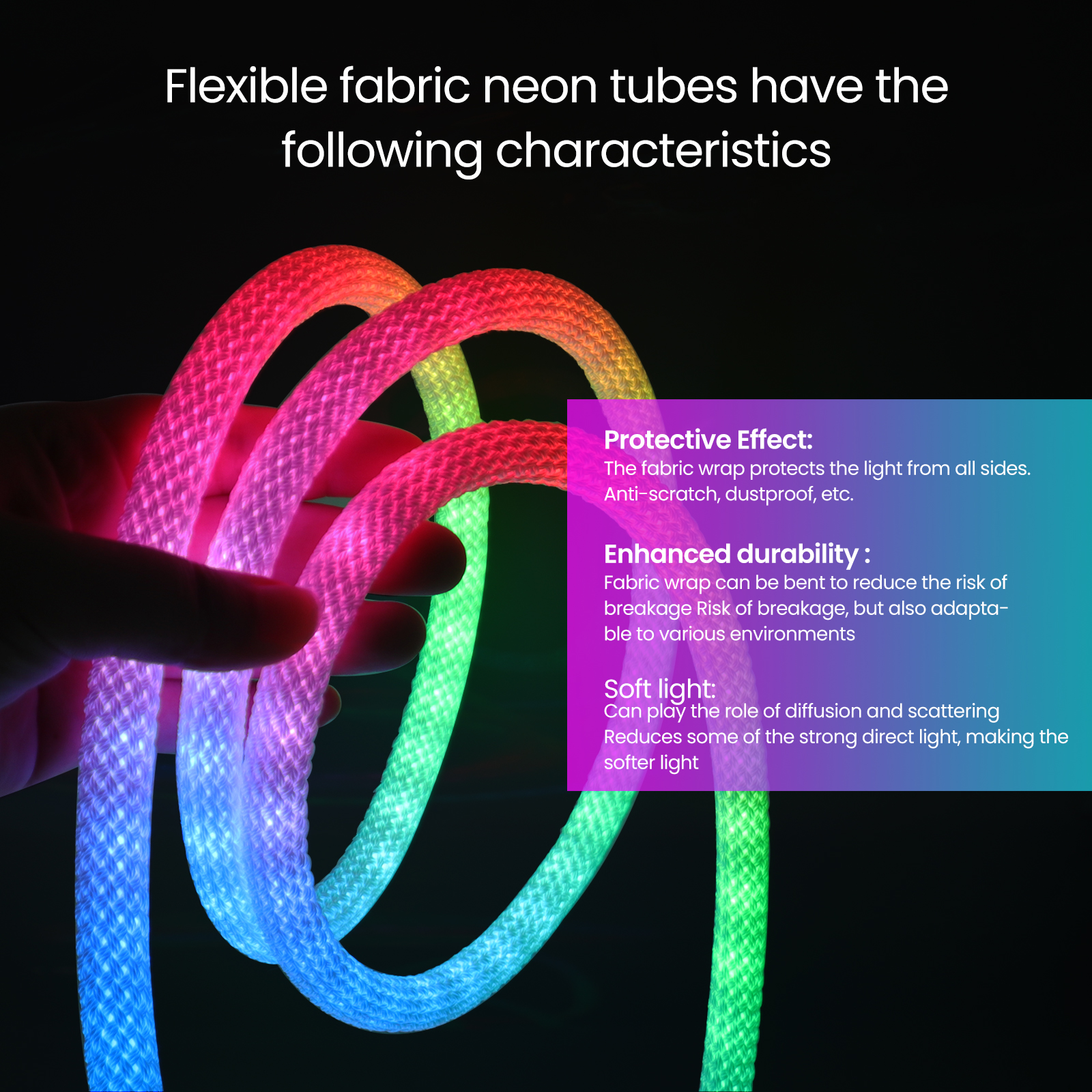 Flexible Neon Light Strip 5V WS2812B Round Reticulate Pattern 50Leds/m 360 Degree RGBIC LED Strip Silicone Tube IP67 Waterproof