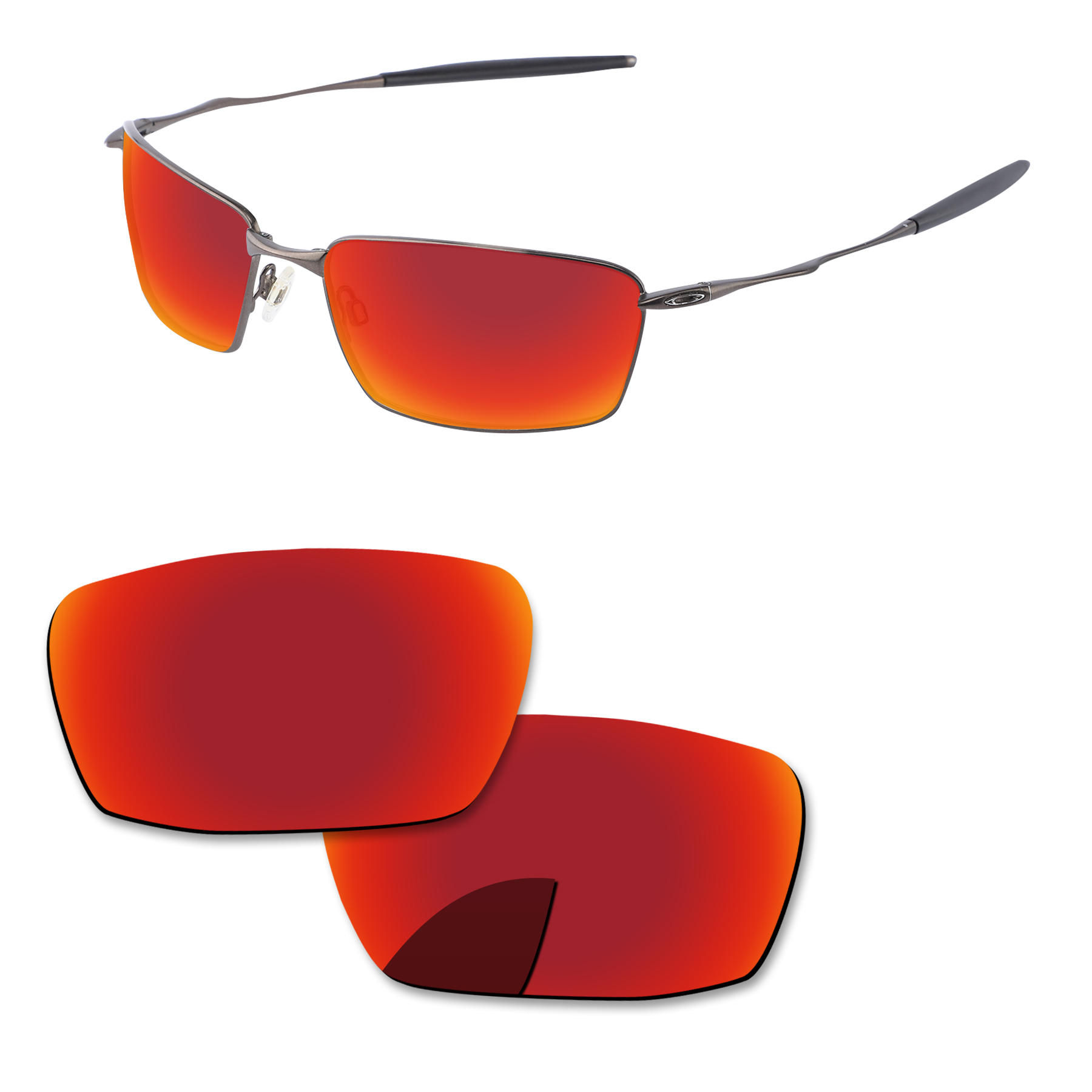 Alphax Vervanging Lenzen Voor-Oakley Vierkante Snorhaar Zonnebril Gepolariseerde-Meerdere Opties: Fire Red