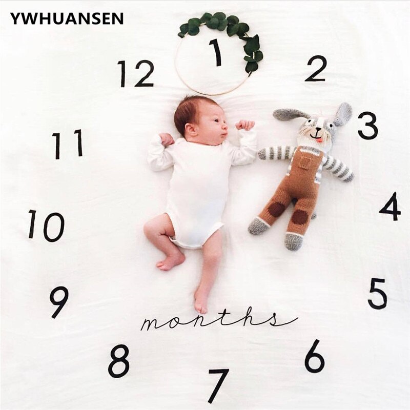 YWHUANSEN 100*100CM Cotton Baby Posing Props Grow Baby Photographing Monthly Blanket Props For a Photo Shoot of Newborn Stuffs