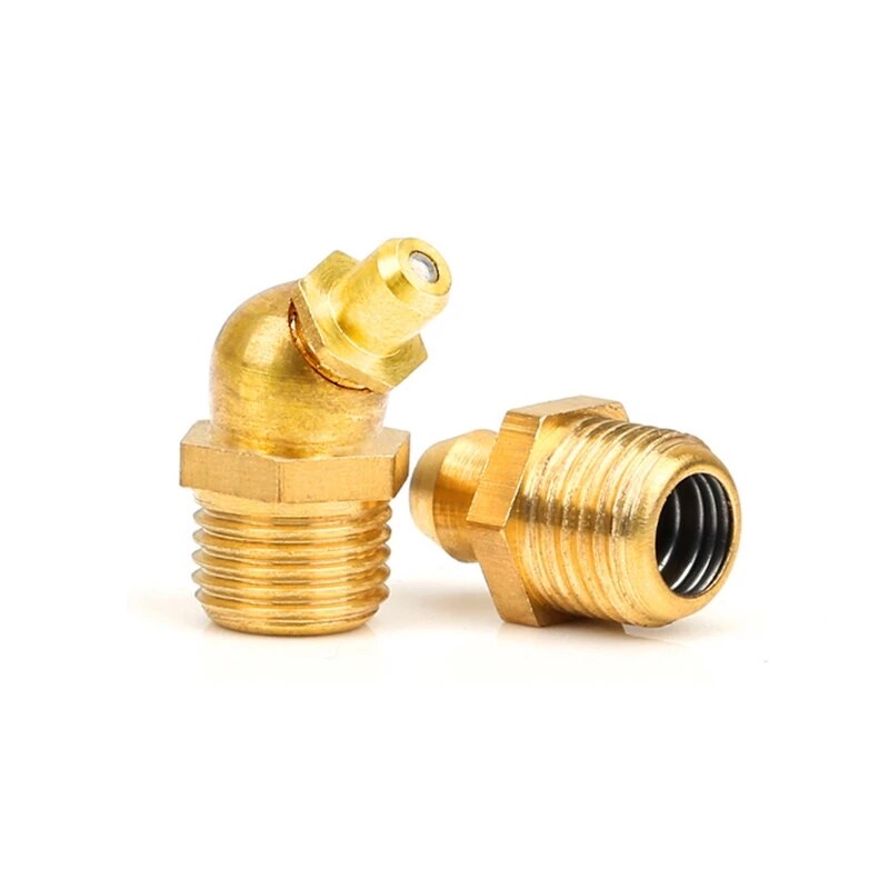 Engrasador hidráulico de latón, rosca macho de 1mm, paso de 45/90/180 °, recta, accesorios para pezones, M4/M5/M6/M8/M10/M12/M14, 2 unids/lote