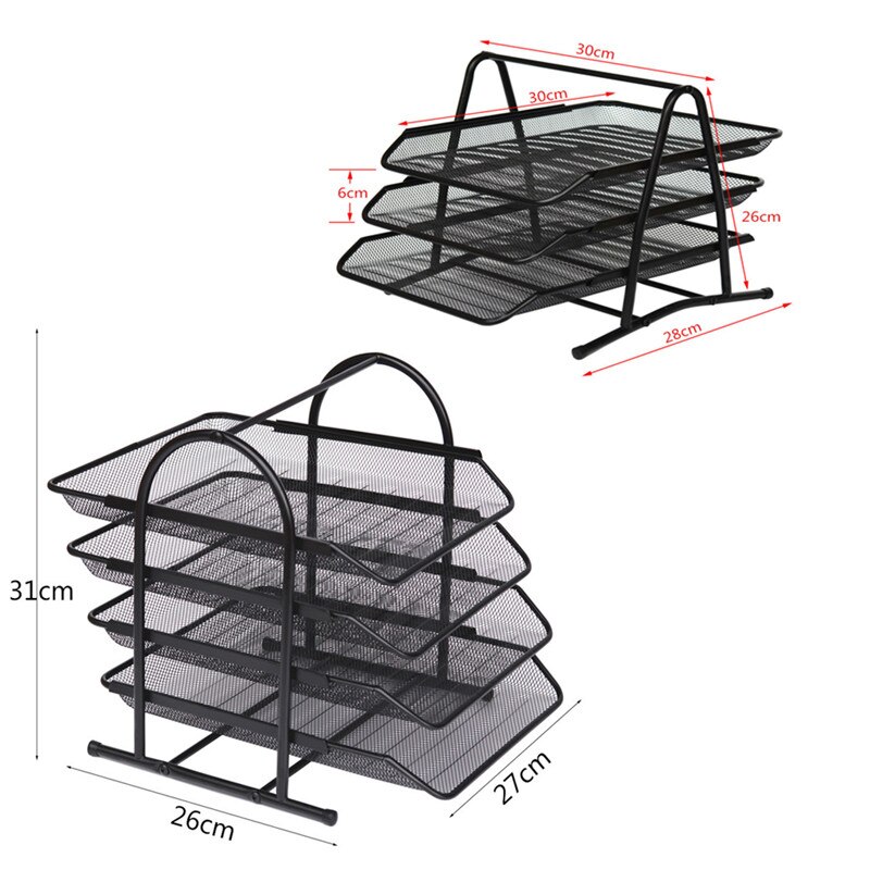 Office A4 Paper Organizer Document File Letter Book Pen Brochure Filling Tray Rack Shelf Carrier Metal Wire Mesh Storage Holder