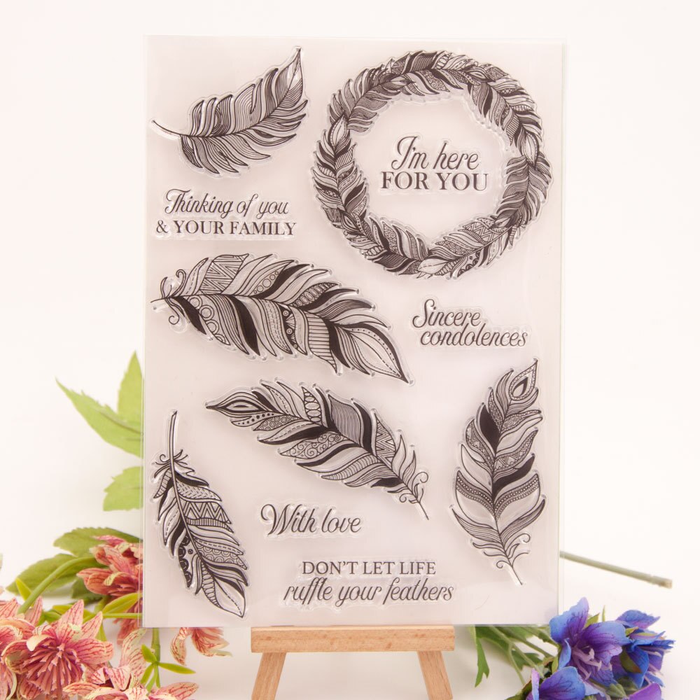 Wyse stämpel och stansar set fjäder klara stämplar krans metall skär stansar för diy scrapbooking stämpel med stansverktyg
