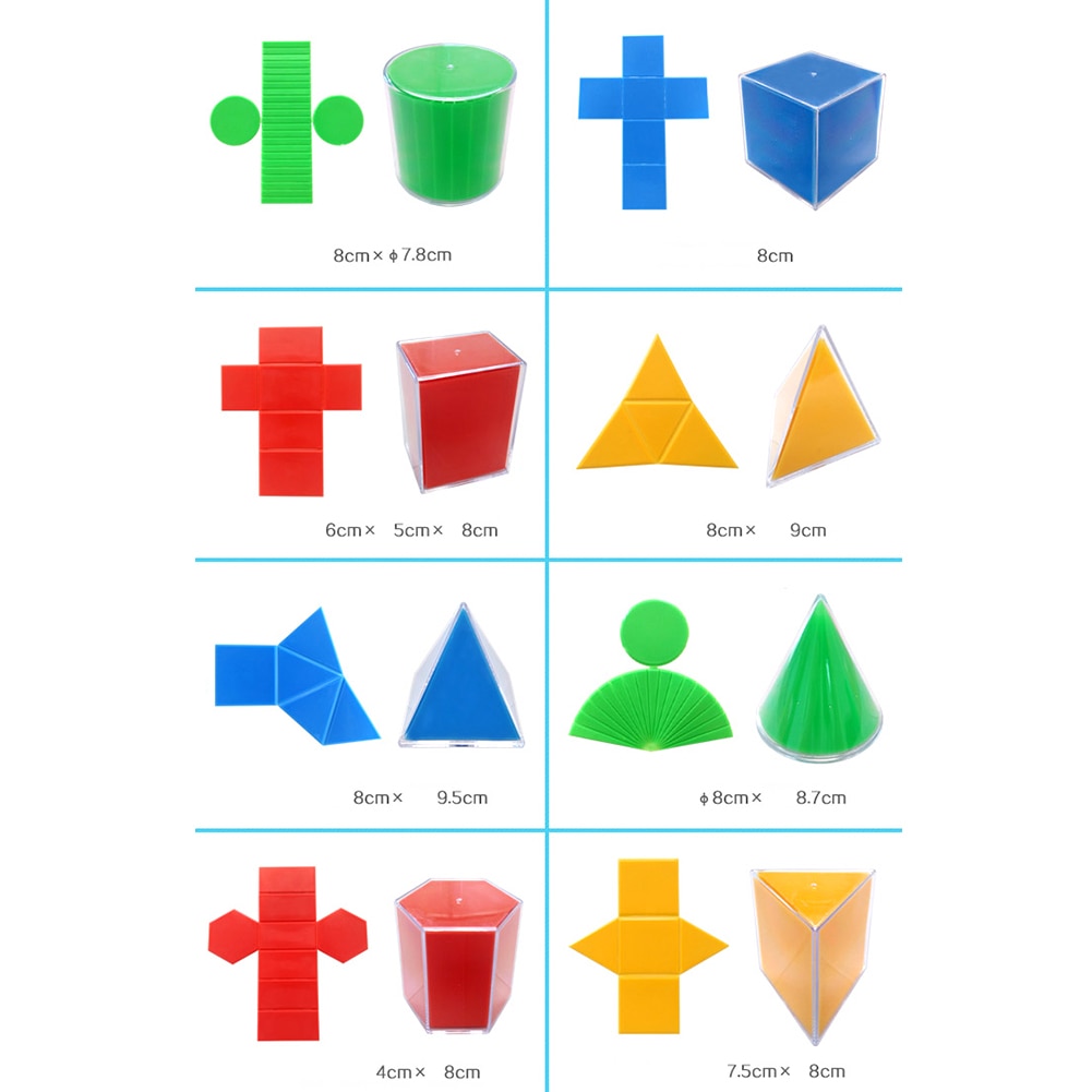 8 Stks/set Vouwen Prisma Cilinder Geometrische Model Wiskunde Leren Middelen Kinderen Onderwijs Speelgoed Perfecte Speelgoed Voor Verjaardag Kind