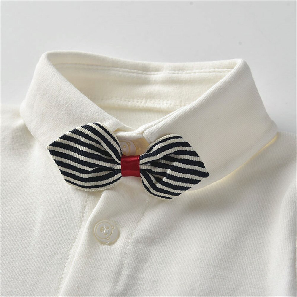 Auro Mesa Infantile Del Bambino Dei Ragazzi Bianco Manica Lunga 100% Cotone Pulsante Imbottiture Camicia Overshirt con Bow Tie