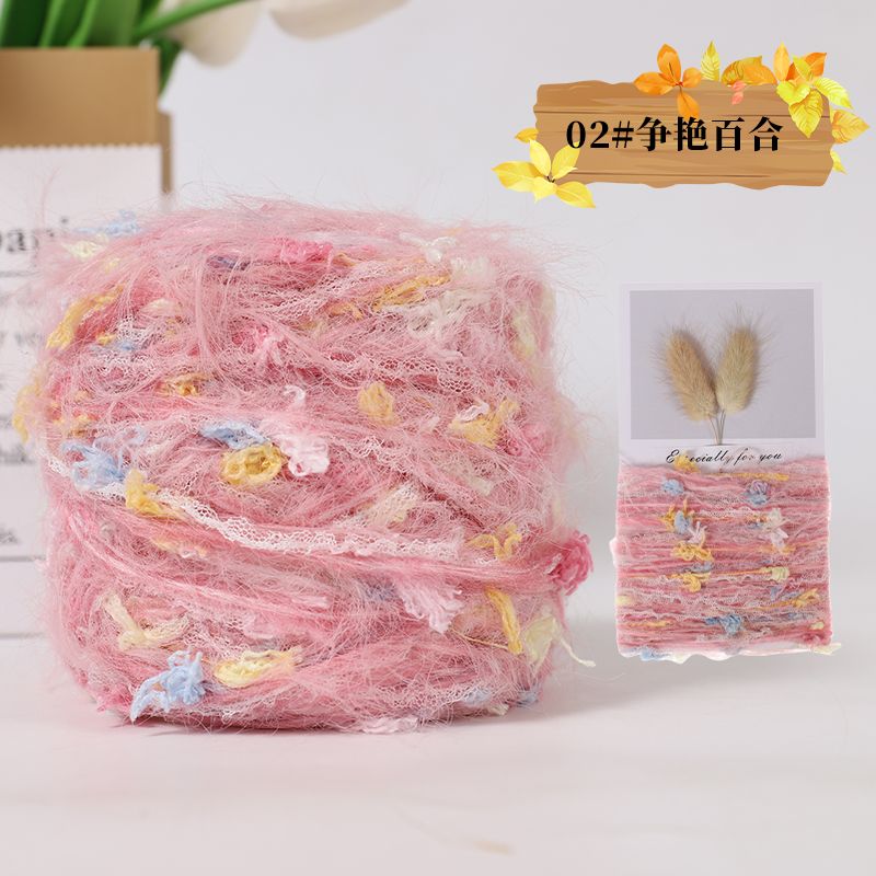 Handgemengd garen, kenmerkend fantasiegaren, handgemaakt doe-het-zelf garen met kleurverloop, wollen bol, haaknaald, grote cirkel, garensegment, geverfde grove wol: Donkergrijs