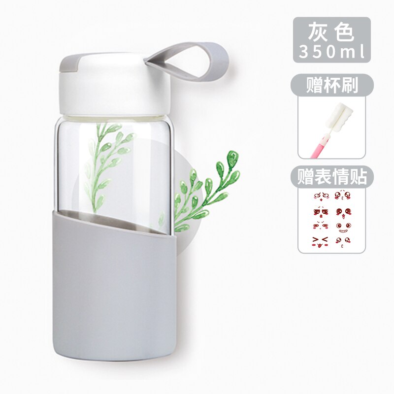 Summer Transparent Fitness Glass Cute Water Bottle Outdoor Cute Baby Eco Friendly Gym Portable Para Agua Drinkware BY50SP: style9